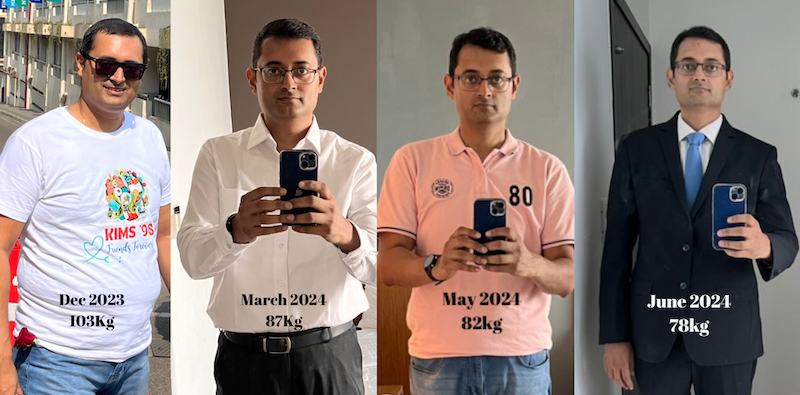 Dr. Sengupta 103kg to 78kg Timeline